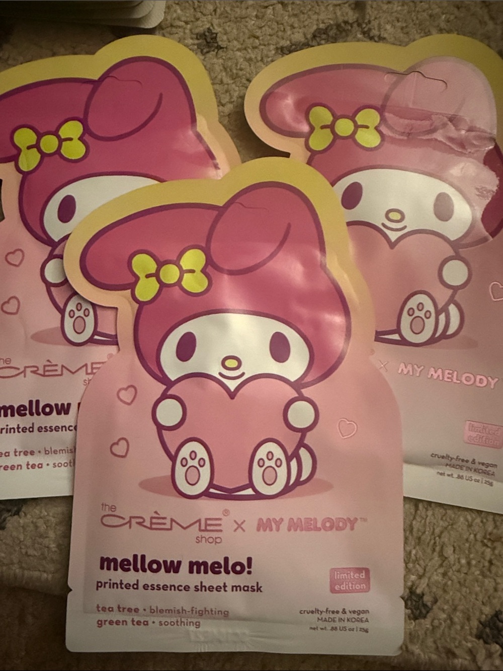 5/$25 The Crème Shop x My Melody Mellow Melo! Sheet Mask set of 3